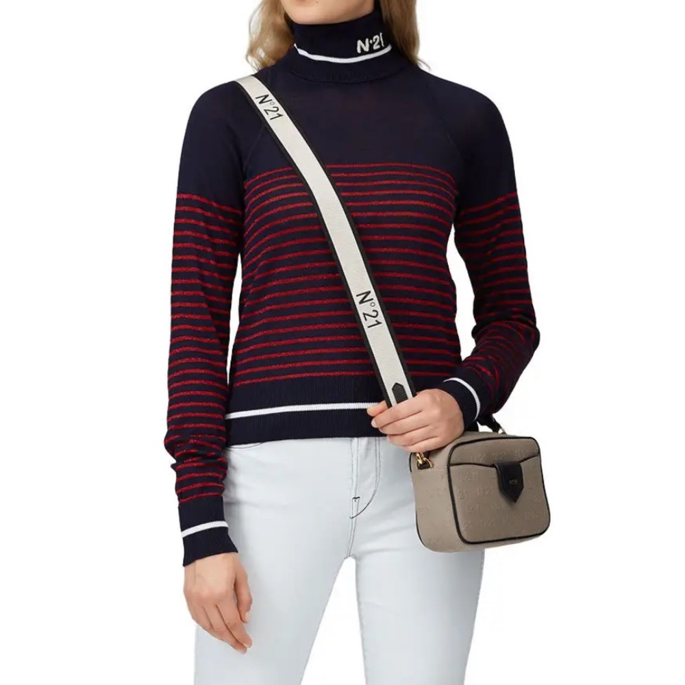 No 21 knit logo turtleneck sweater striped 36 & 38 (Aa)